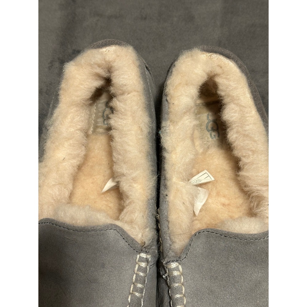 UGG Ansley Grey Suede Wool Lined Moccasin Slippers Womens 9 - Picture 5 of 9